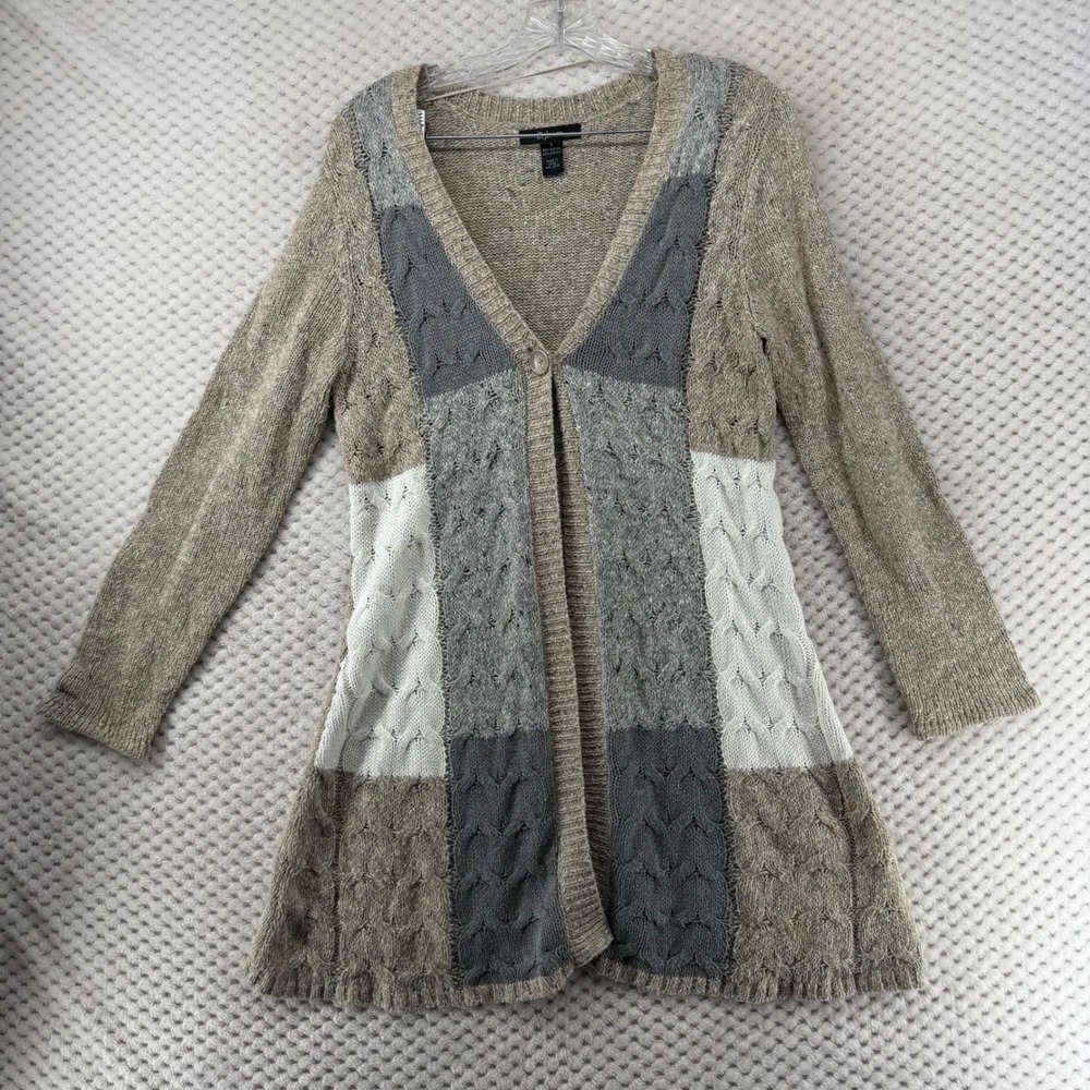 Style & Co Women's Cardigan Patchwork S Knit Button Front Sweater‎ ColorBlock